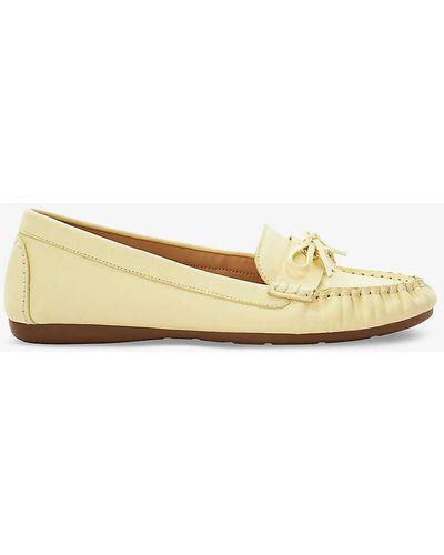 Dune Grovers Bow-detail Leather Moccasins - Natural