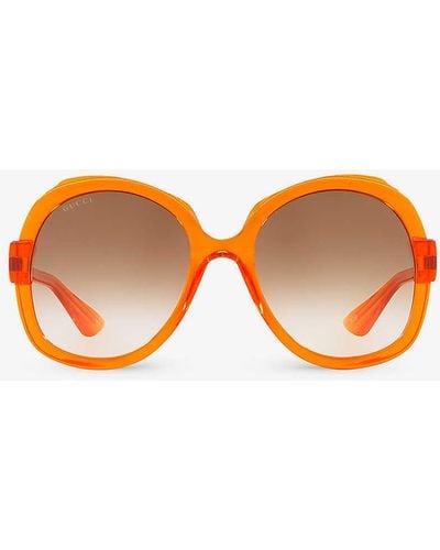 Gucci gg1432s Round-frame Acetate Sunglasses - Orange