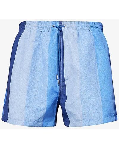 Paul Smith Big Strip Graphic-print Swim Shorts - Blue