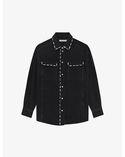 IRO Danil Contrast Top-stitch Denim Shirt - Black