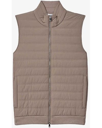 Reiss Cranford Padded Stretch-woven Gilet - Brown