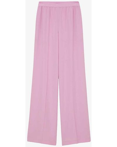 JOSEPH Hulin Wide-leg Mid-rise Silk Trousers - Pink
