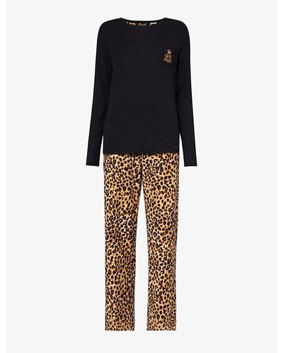 Lauren by Ralph Lauren Logo-embroidered Cotton And Recycled-polyester-blend Pyjamas - Multicolour