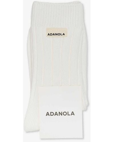 ADANOLA Logo-pattern Stretch Cotton-blend Socks - White