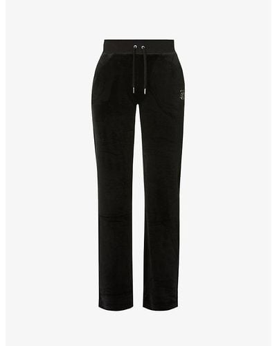 Juicy Couture Relaxed-fit Straight-leg High-rise Velour jogging Botto - Black