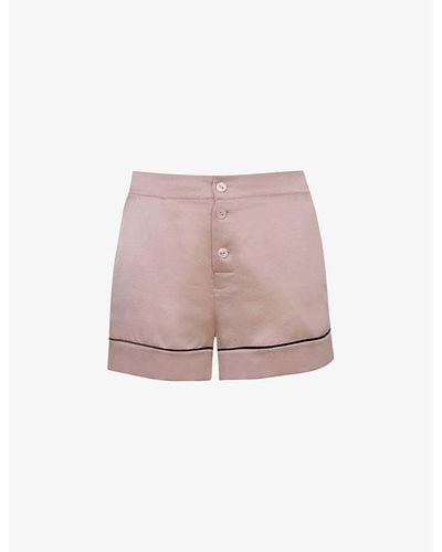 Agent Provocateur Piped Mid-rise Silk Pajama Shorts Xx - Pink