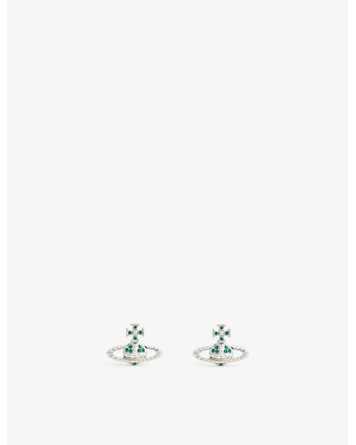 Vivienne Westwood Bas Relief Brass And Cubic Zirconia Earrings - White