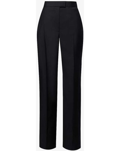 Alexander McQueen Pressed-crease Buttoned-pocket Regular-fit Straight-leg Wool Trousers - Blue