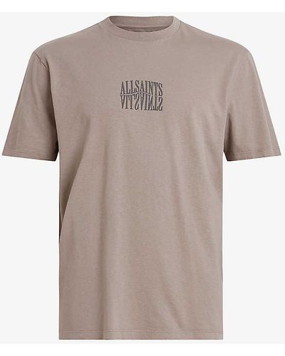 AllSaints Varden Logo-print Organic-cotton T-shirt - Grey