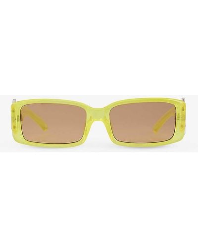 Le Specs Cruel Intentions Rectangle-frame Polyethylene Sunglasses - Yellow
