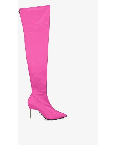 Kurt Geiger Barbican Pointed-toe Woven Over-the-knee Boots - Pink