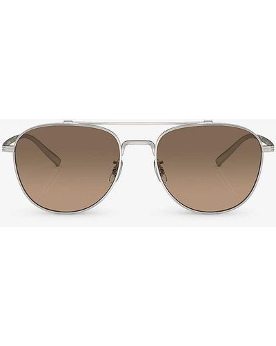 Oliver Peoples Ov1335st Rivetti Pilot-frame Titanium Sunglasses - Metallic