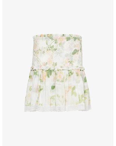 Needle & Thread Immortal Rose Floral-print Woven Mini Skirt - White