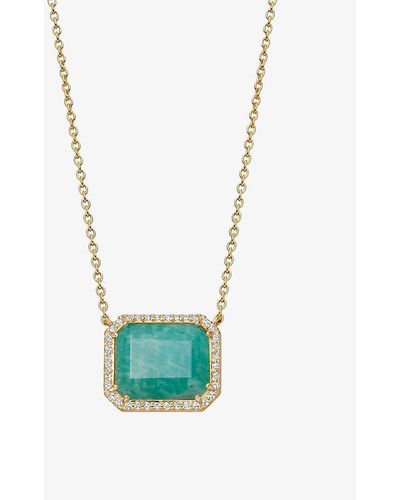 Astley Clarke Ottima 18ct Yellow Gold-plated Vermeil Sterling Silver, Amazonite And White Sapphire Pendant Necklace - Blue