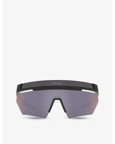 Prada Linea Rossa 8056597765527 Rectangular-frame Acetate Sunglasses - Grey