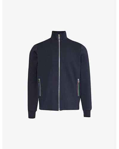 PS by Paul Smith Funnel-neck Zipped-pocket Cotton-blend Jacket - Blue