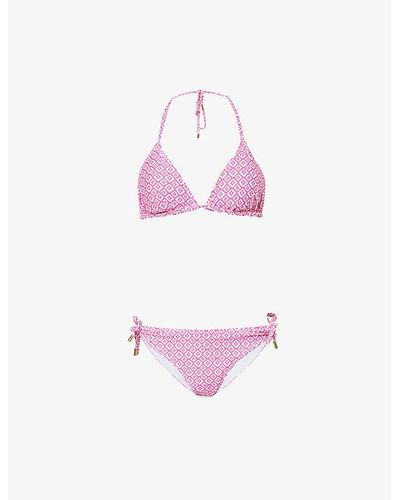 Aspiga Floral-print Stretch Recycled-polyester Bikini Set X - Pink