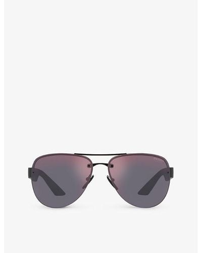 Prada Linea Rossa Ps 55ys Pilot-frame Metal Sunglasses - Purple