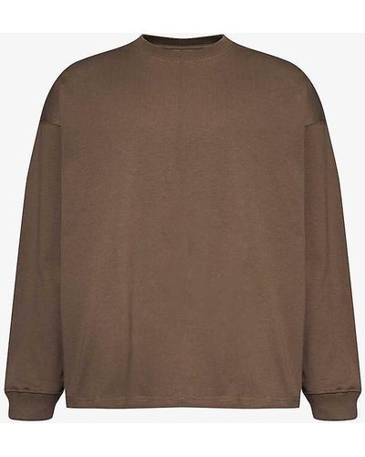 Bottega Veneta Crewneck Long-sleeved Oversized Cotton-jersey T-shirt X - Brown