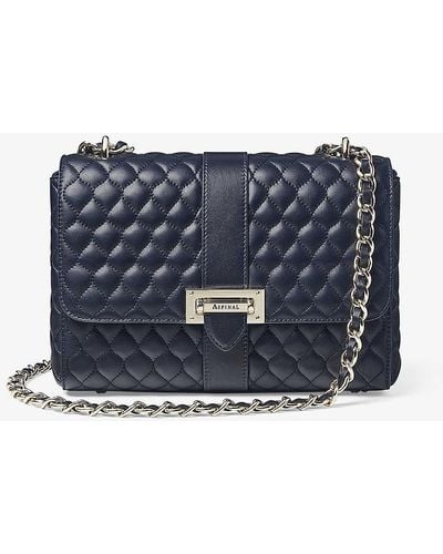 Aspinal of London Lottie Branded-hardware Quilted Leather Shoulder Bag - Blue