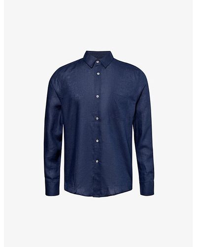 Derek Rose Monaco Regular-fit Linen Shirt - Blue