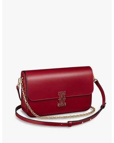 Cartier C De Small Leather Shoulder Bag - Red