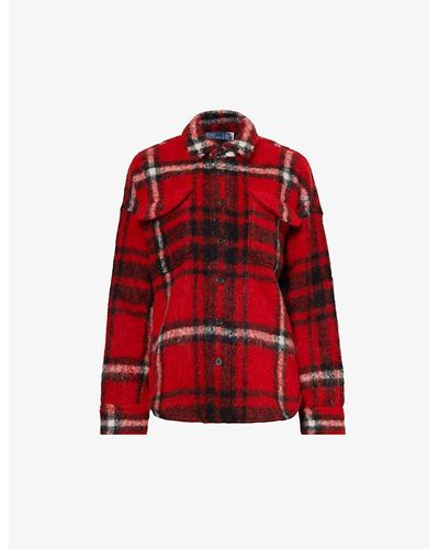 Polo Ralph Lauren Olivia Checked Wool-blend Overshirt - Red