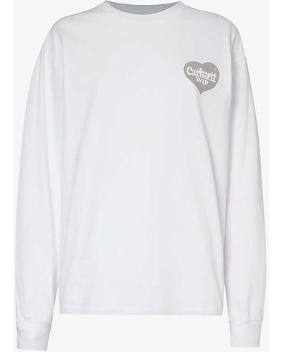 Carhartt Spree Brand-print Organic-cotton T-shirt - White