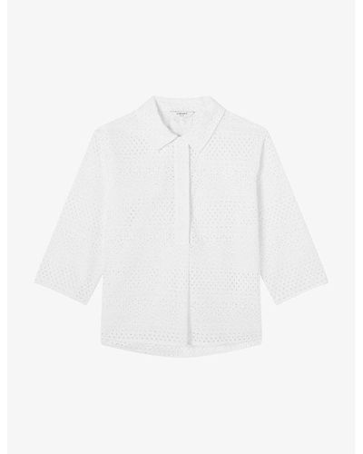 LK Bennett Edie Broderie-anglaise Cotton Shirt - White