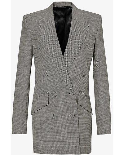 Givenchy Houndstooth-pattern Double-breasted Wool Jacket - Grey