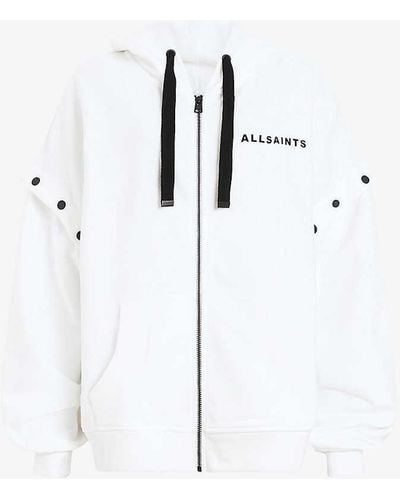 AllSaints Amphia Logo Text-print Organic-cotton Hoody X - White