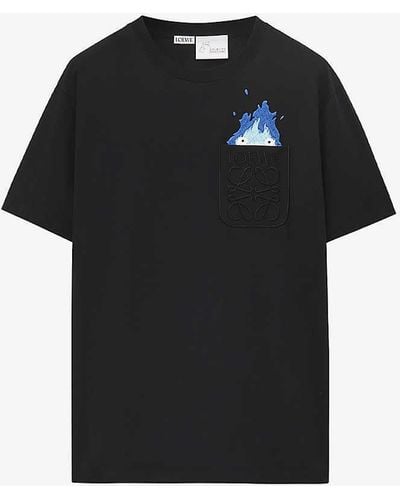 Loewe X Howl's Moving Castle Calcifer Cotton-blend T-shirt - Black