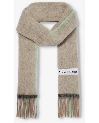 Acne Studios Vally Fringed-trim Wool-blend Scarf - White