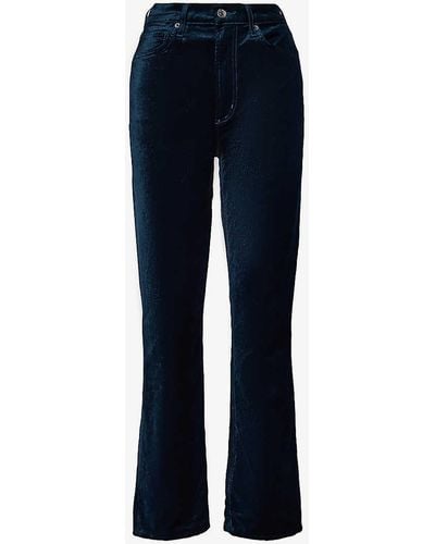 Agolde Stovepipe High-rise Cotton-blend Velvet Trousers - Blue