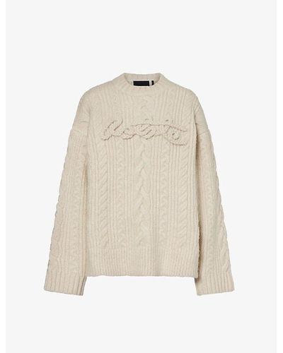 ROTATE BIRGER CHRISTENSEN Braided-logo Cable-knit Sweater - Natural