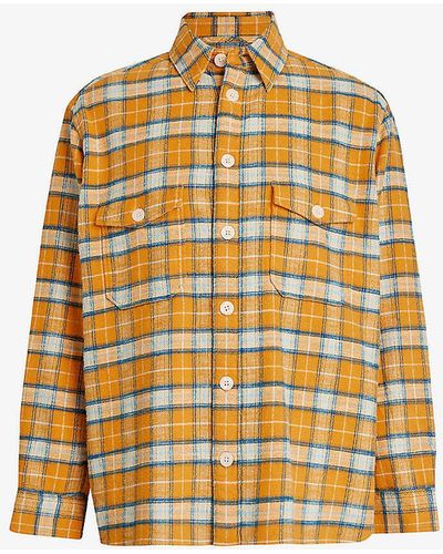 AllSaints Reverb Check-pattern Point-collar Oversized-fit Cotton Shirt - Metallic