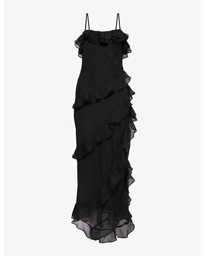 Pretty Lavish Aryana Ruffled Crepe Midi Dress - Black