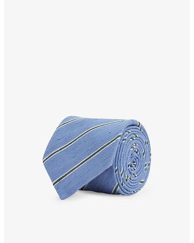 Reiss Ravenna Striped Silk-blend Tie - Blue