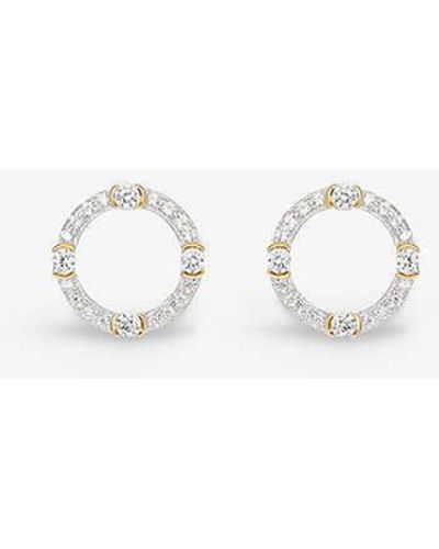 V By Laura Vann Luna 18ct Yellow -plated Recycled Sterling-silver And Cubic-zirconia Stud Earrings - White