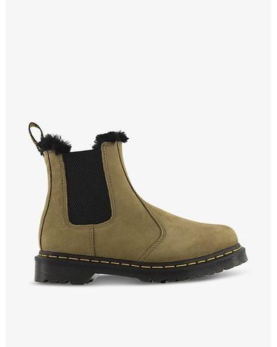 Dr. Martens 2976 Leonore Faux Fur-lined Leather Boots - Green
