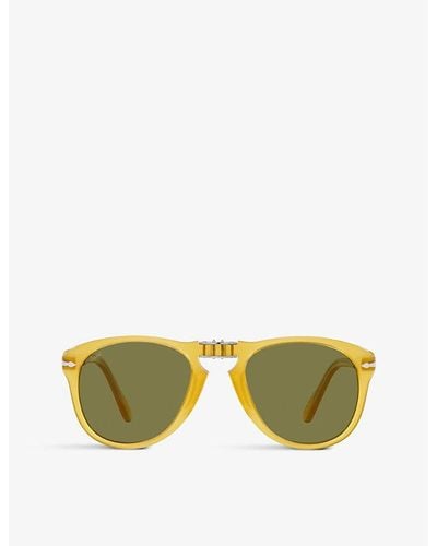 Persol Po0714sm Steve Mcqueen Pilot-shape Crystal Glass And Acetate Sunglasses - Yellow