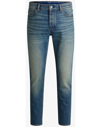 HUGO Tapered-leg Mid-rise Stretch-denim Jeans - Blue