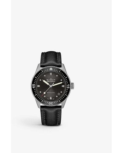 Blancpain 5100b 1110 B52a Fifty Fathoms Stainless-steel And Canvas Automatic Watch - Black