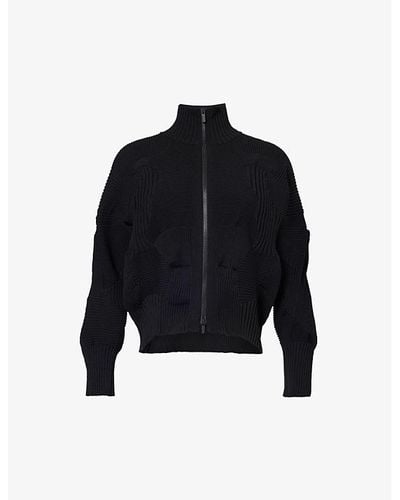 Issey Miyake Kone Kone High-neck Knitted Jacket - Black