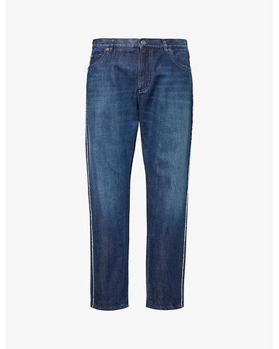 Dolce & Gabbana Logo-plaque Slim-leg Mid-rise Jeans - Blue