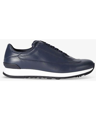 John Lobb Lift Lace-up Leather Low-top Trainers - Blue