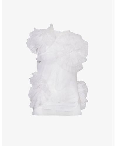 Acne Studios Tinasa Ruffle-embellished Sheer Woven Top - White