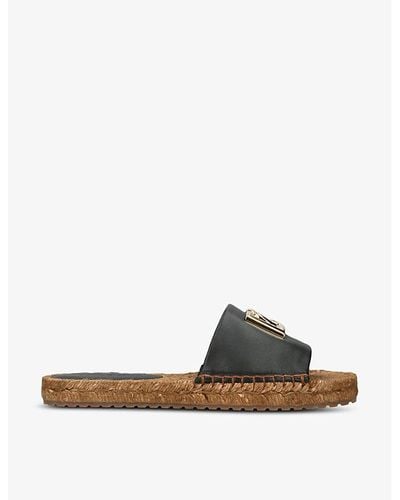 Dolce & Gabbana Formale Leather Espadrille Sandals - Brown