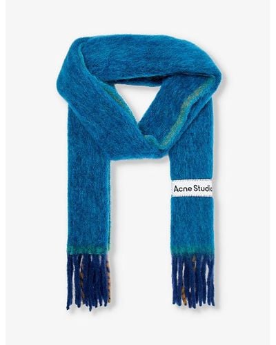 Acne Studios Vally Fringed-trim Wool-blend Scarf - Blue