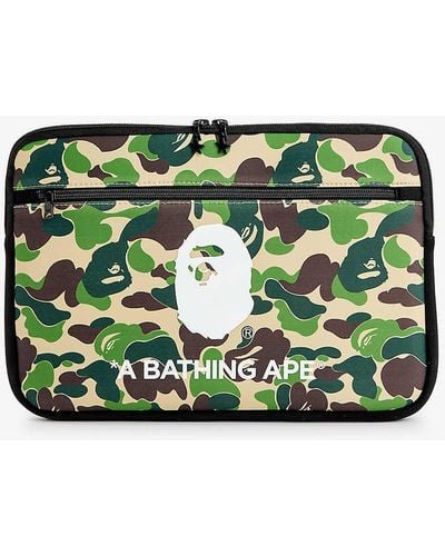 A Bathing Ape Camo-print 13' Woven Laptop Case - Green